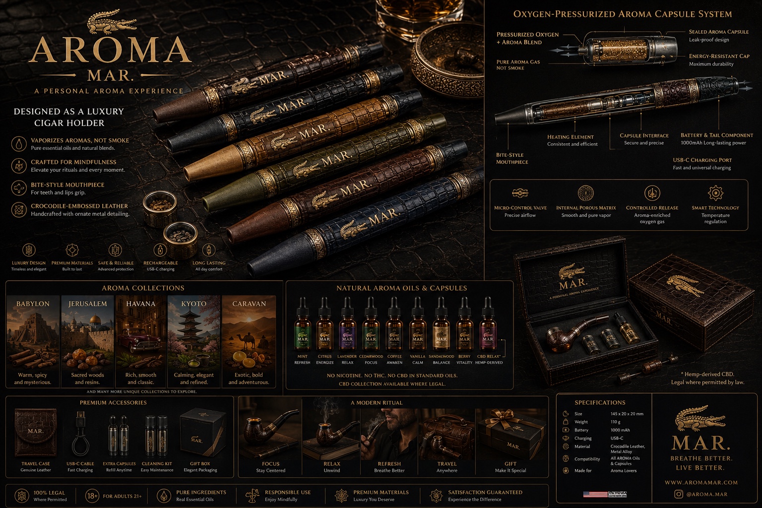 AROMA MAR luxury cigar-holder form devices